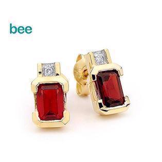 Bee Jewelry guld Ørestikker synet Rubin og diamanter, model 54660-CR